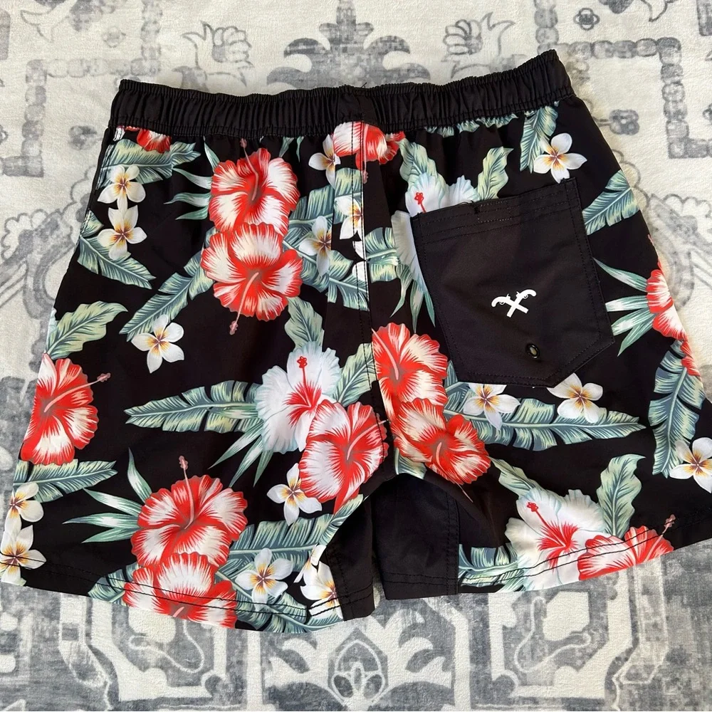 HVIII Brand Goods Men's Tropical Floral Aloha AF Board Shorts Not Dead Yet Large - Picture 3 of 6